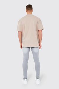 Camiseta de algodón 300 para hombre, ropa de calle transpirable con logotipo personalizado en blanco, cuello redondo y hombros caídos, talla grande, 100% - Product Image 5