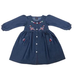 Robe en jean brodée Chase Value pour filles - Bleu foncé sans manches coupe ample pour 4-5 et 7-8 ans - Product Image 3