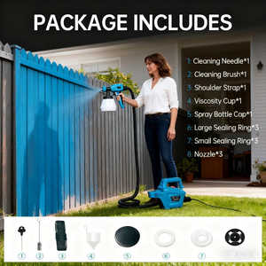 Kit de pulvérisateur de peinture électrique HVLP haute performance 800W, 3 buses (1.0/1.8/2.6mm), tuyau de 2.5m, gobelet de viscosité, pistolet de pulvérisation tout-en-un en plastique - Product Image 5