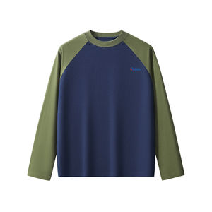 เสื้อยืดแขนยาวผู้ชายคุณภาพสูง ผ้าฝ้าย ดีไซน์แขนแร็กแลน สไตล์ลำลอง ทรงโอเวอร์ไซส์ และสไตล์ลำลองธรรมดา - Product Image 2