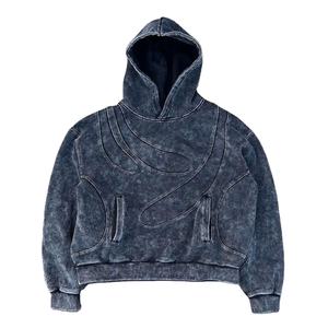 Fabricante de ropa térmica al por mayor gota hombro vintage suéter con capucha personalizado lavado ácido jersey con capucha hombres - Product Image 1