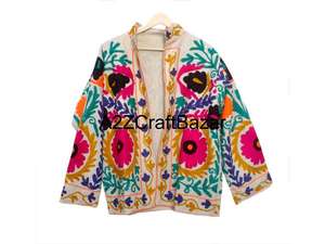 Chaqueta Bomber de Verano/Invierno para Mujer, Bordado Indio Suzani, Patrón Floral, 100% Algodón, Forro Ecológico, Secado Rápido - Product Image 6