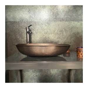 อ่างล้างจานเดี่ยวทำจากทองแดงโบราณผลิตในอินเดียขายในห้องน้ำ - Product Image 3