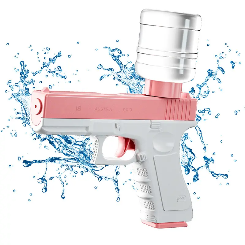 مسدس مياه كهربائي متصل G-l-o-c-k من تيك توك بخاخ ماء عالي الضغط لعبة زجاجة مياه معدنية خارجية ذات سعة كبيرة