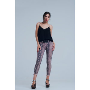 Casual High <b>Street</b> Reversible Animal Print Pink <b>Jeans</b> 97% Cotton 3% Elastane Large/XL Size <b>Low</b> High Options Loose Boyfriend Wide - Product Image 2