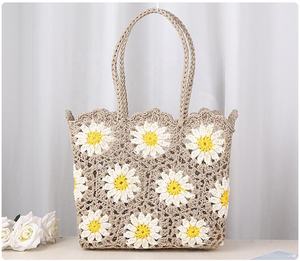 Sac en crochet 100% coton fait main avec motif exquis, sac tissé ajouré, sac à main tricoté pour femmes - Product Image 4