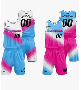Ensembles de maillots de basket-ball réversibles respirants personnalisés pour hommes, femmes, adultes, jeunes, haute qualité, manches courtes, impression de nom, numéro, logo - Product Image 1