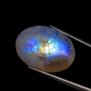 Amazing Rainbow Moonstone Cabochon Gemstone - Blue Flashy White Rainbow Gems - Smooth Loose Moonstone - Product Image 5