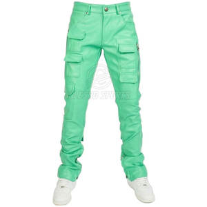 Pantalon en cuir pour homme, coupe slim, tendance, élégant, décontracté, streetwear, confortable, tenue stylée - Product Image 4