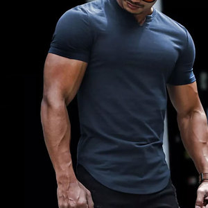 Top vente hommes Fitness T-Shirt respirant séchage rapide Compression hommes sport T-Shirt débardeur pour Gym Fitness sonnerie T-Shirt - Product Image 5
