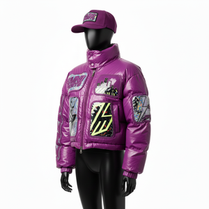 Chaqueta Acolchada Extra Grande para Mujer, Tejido de Nailon y Poliéster Brillante, Diseño de Paneles Acolchados, Chaqueta Acolchada con Logotipo de Parche Personalizado para Mujer - Product Image 4