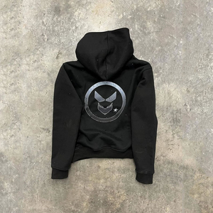 Pull-over à capuche en coton pour hommes personnalisé minimaliste en détresse impression partout strass bling épais - Product Image 2