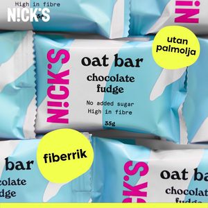 NICKS <b>Oat</b> Bar Chocolate Fudge, Traditional Flapjack Snack with Chocolate, Fiber-rich <b>Oat</b> Bar without Added Sugar (12x35g) - Product Image 5