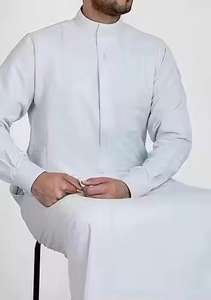 ชุดญุบบะฮ์ขายส่งจากปากีสถาน ชุดโธบ ชุดมุสลิมแบบอาหรับ เสื้อผ้าอิสลาม โพลีเอสเตอร์ ระบายอากาศได้ดี สไตล์ลำลองสำหรับผู้ชาย ความยาวคลุมเท้า คอวี - Product Image 6