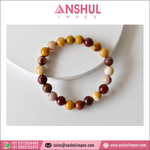 Pure Quality Red Color <b>Healing</b> 7.5in Mookaite Round Heart Gemstone Hand Beaded <b>Bracelet</b> for Men's Anniversary - Product Image 2