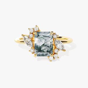 แหวนอัญมณีโมรามอสเงินสเตอร์ลิง925ทันสมัยเครื่องประดับทำมือแหวนเงินสไตล์ Boho สำหรับเป็นของขวัญสำหรับผู้หญิง - Product Image 2