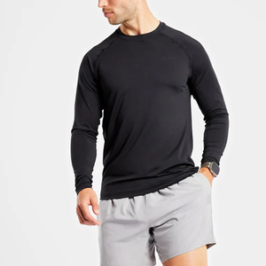 Camisetas de algodón 100% para hombre, ropa deportiva ajustada de verano con dobladillo dividido, camiseta informal Formal para correr en climas cálidos - Product Image 4