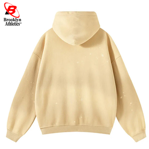 เสื้อมีฮู้ดผ้าคอตตอนโอเวอร์ไซส์แบบมีซิปรูดไหล่โอเวอร์ไซส์ฟอกสีแดดซีดจางกำหนดได้เอง - Product Image 2