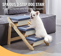 Holz 2-in-1 Faltbare Haustiertreppe & -stufen für Hunde - 3 Stufen 68 kg Tragkraft Kompatibel mit Betten/Sofas/Autos