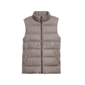 Wholesale OEM/ODM Lightweight Casual Cotton Filled Canvas <b>Vest</b> Jacket Winter Warm Polyester <b>Black</b> Sleeveless Hooded <b>Vest</b> for Men - Product Image 1