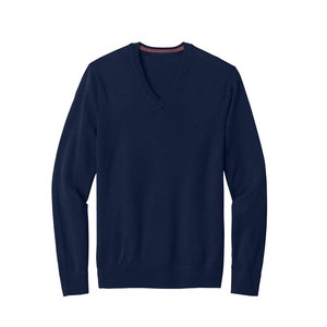 Pull en maille pour homme à col en V, manches longues, 100% laine mérinos, taille XXL, bleu marine - Product Image 4