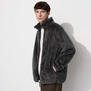 High Quality Custom Winter <b>Men's</b> <b>Sherpa</b> <b>Fleece</b> <b>Jacket</b> Solid Color 100% Polyester Warm Outdoor Zip up <b>Jacket</b> for <b>Men</b> - Product Image 2