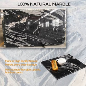 Tabla de cortar de mármol negro de diseño con sombra blanca, elegante losa para picar cocina para preparar alimentos, queso y exhibición de mesa - Product Image 5