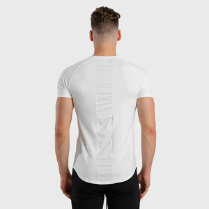 La mejor oferta, camiseta en blanco de manga corta de Color sólido para hombre, camisetas de entrenamiento de gimnasio, camiseta de secado rápido para correr, nueva moda - Product Image 2