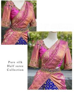 Boutique de diseño indio tradicional Kanjiveram seda Lehenga exclusivo nupcial Ropa Étnica boda Festival Lehenga Choli mujeres - Product Image 1