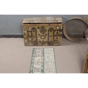 Alfombra Turca Pequeña de 1.4x4.6 pies (43x140 cm), Alfombra Vintage con Rayas Azules - Product Image 4