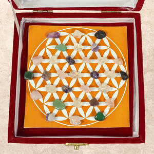 Education Crystal Tumbles Grid <b>Box</b>-Natural Reiki Charged Healing Stones for Study Focus <b>Memory</b> Support - Product Image 2