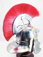 Casque de Chevalier Médiéval ou Centurion Romain Tanishka Exports en Métal, Personnage de Film/TV, Plume Rouge, Finition Polie, Fait Main, Vente en Gros