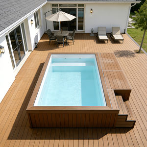 Piscine hors sol avec coin solaire et sièges-canapés pour la famille, en fibre de verre, facile à assembler, pour jardin extérieur - Product Image 6