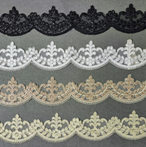 Soft Polyester/Cotton Metallic Net Sequence Embroidery Rhinestone Lace Smooth Touch Bridal Wear Lehenga Decoration Bulk Export - Product Image 1