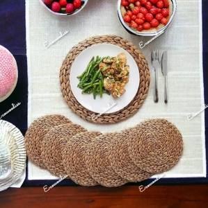 Natural Color Round Straw Woven <b>Placemats</b> for Dining Table <b>Set</b> of 6 Thick Rustic Kitchen <b>Placemats</b> From Water Hyacinth - Product Image 6