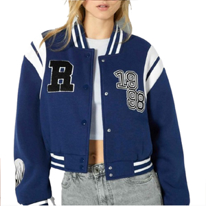 Chaqueta universitaria informal con mangas de cuero de gran tamaño para mujer, chaqueta de béisbol fresca Vintage de primavera para Letras, chaqueta universitaria para mujer - Product Image 1