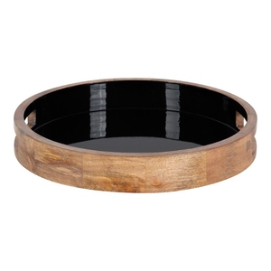 Plateau en bois de qualité supérieure de couleur brun clair avec une forme ronde élégante et une finition lisse, parfait pour servir des en-cas - Product Image 3