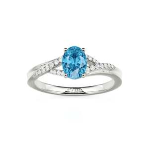 Anillo de Compromiso Ovalado de Lujo Jeulia con Diseño de Tallo Dividido Personalizado y Engaste Chapado en Rodio - Product Image 3