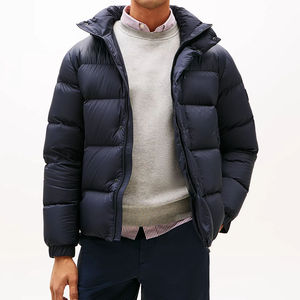 Vente chaude hommes hiver bouffante veste col montant cisaillement traitement épais rembourrage fermeture à glissière motif décorer tissu tissé - Product Image 1