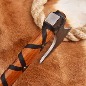 ขวานเหล็กกล้าคาร์บอนสูงสำหรับล่าสัตว์และตั้งแคมป์ พร้อมด้ามไม้และขวานเหล็กดามัสกัสราคาประหยัด - Product Image 5