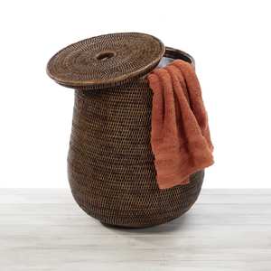 Rattan bin basket <b>hamper</b> bins <b>with</b> removable <b>lid</b> container <b>hampers</b> for home storage organization - Product Image 4