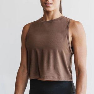 2025 Logo personnalisé en gros nouveauté couleur unie recadrée femmes débardeur Fitness sport entraînement gilet pour les femmes - Product Image 6