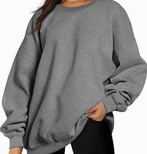 Sudadera Corta para Mujer, Informal, de Manga Larga, con Botones, Cuello Redondo, Holgada, Tops de Invierno, Personalizable, 100% Algodón, Transpirable - Product Image 3