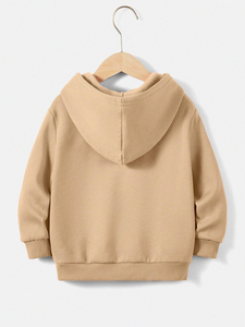 Ropa de bebé niño niña sudaderas con capucha Niño Color sólido manga larga pulóver oso Logo Hoodi para hombres - Product Image 2