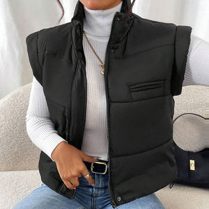 Chaleco Acolchado Personalizable para Mujer, Elegante, Abrigado, para Invierno, Estilo Ecuestre, Sin Mangas, Acolchado - Product Image 2