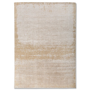 Tapis Entropy en laine et soie de bambou noué à la main, couleur ivoire, modèle rectangulaire pour sol domestique, épaisseur 10 mm, fait main, abstrait, pour couloir AKWB-3595 - Product Image 1