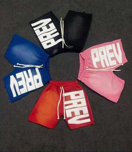 Short streetwear en coton éponge délavé à l'acide vintage pour homme, coton délavé au soleil, broderie personnalisée, longueur au genou - Product Image 2