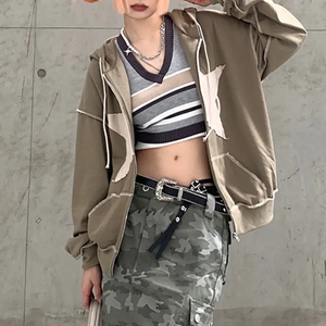 Sudadera con Capucha para Mujer, Diseño Personalizado OEM, Parche de Estrella Invernal, Logotipo Frontal Y2K - Product Image 3