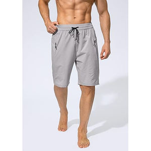 Pantalones cortos transpirables para correr de verano para hombre, ropa de gimnasio personalizada a la moda con patrón sólido, respetuosos con el medio ambiente - Product Image 1