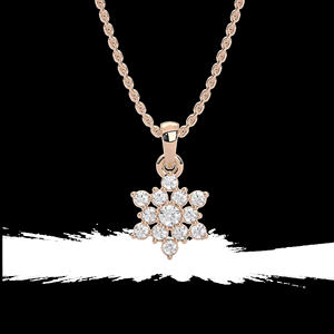 Colgante de Oro Puro de 14k con Piedras Redondas Cultivadas en Laboratorio de 0.216ct, Piedra Central de 0.06ctw, Diseño de Copo de Nieve Pequeño, 18 Pulgadas - Product Image 1